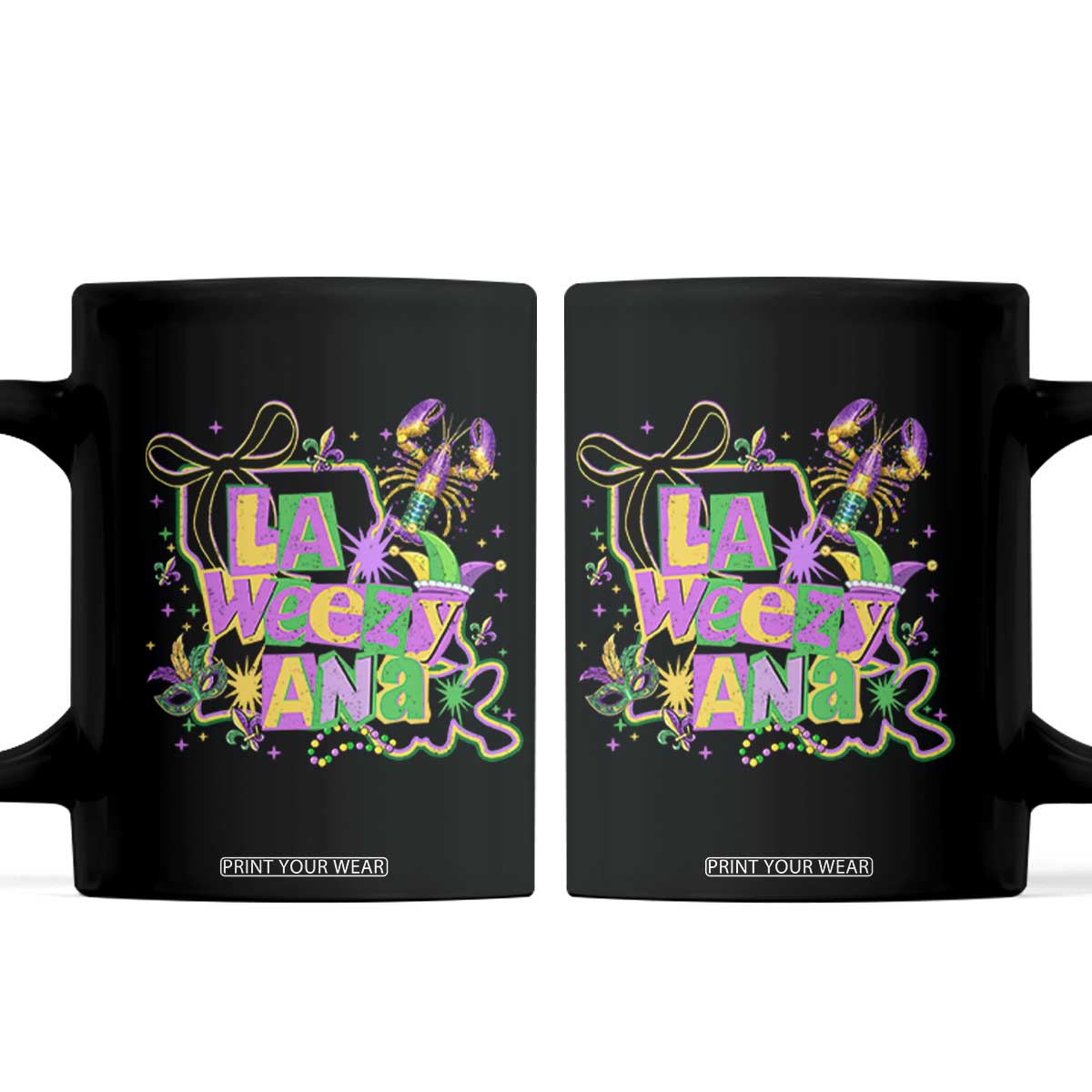 Funny Mardi Gras La Weezy Ana Coffee Mug New Orleans Festival Louisiana Map TS11 Black Print Your Wear