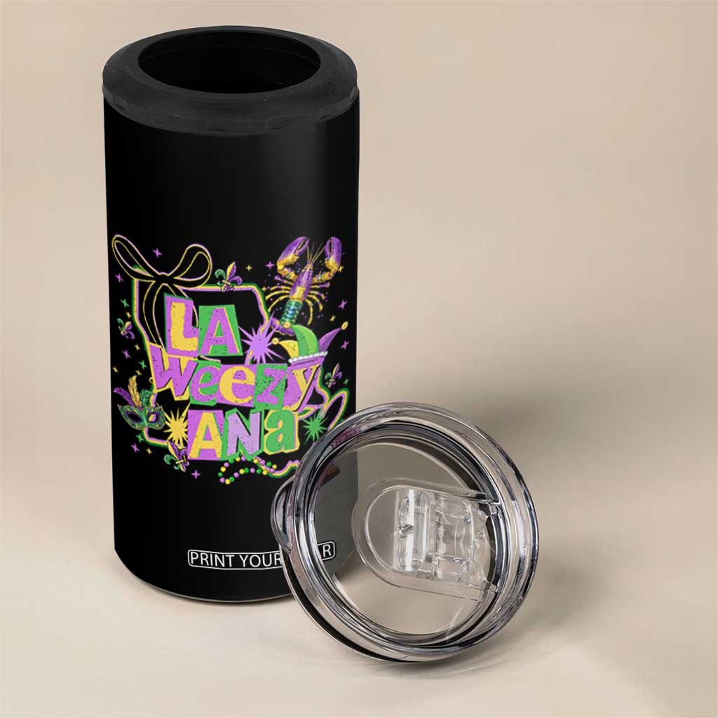 Funny Mardi Gras La Weezy Ana 4 in 1 Can Cooler Tumbler New Orleans Festival Louisiana Map TS11 Print Your Wear