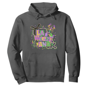 Funny Mardi Gras La Weezy Ana Hoodie New Orleans Festival Louisiana Map TS11 Dark Heather Print Your Wear