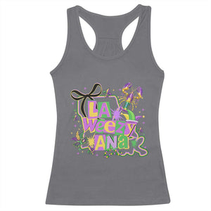 Funny Mardi Gras La Weezy Ana Racerback Tank Top New Orleans Festival Louisiana Map TS11 Charcoal Print Your Wear