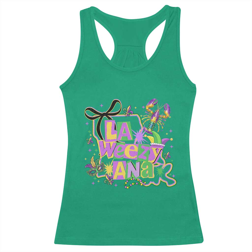 Funny Mardi Gras La Weezy Ana Racerback Tank Top New Orleans Festival Louisiana Map TS11 Irish Green Print Your Wear