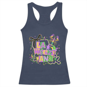 Funny Mardi Gras La Weezy Ana Racerback Tank Top New Orleans Festival Louisiana Map TS11 Navy Print Your Wear