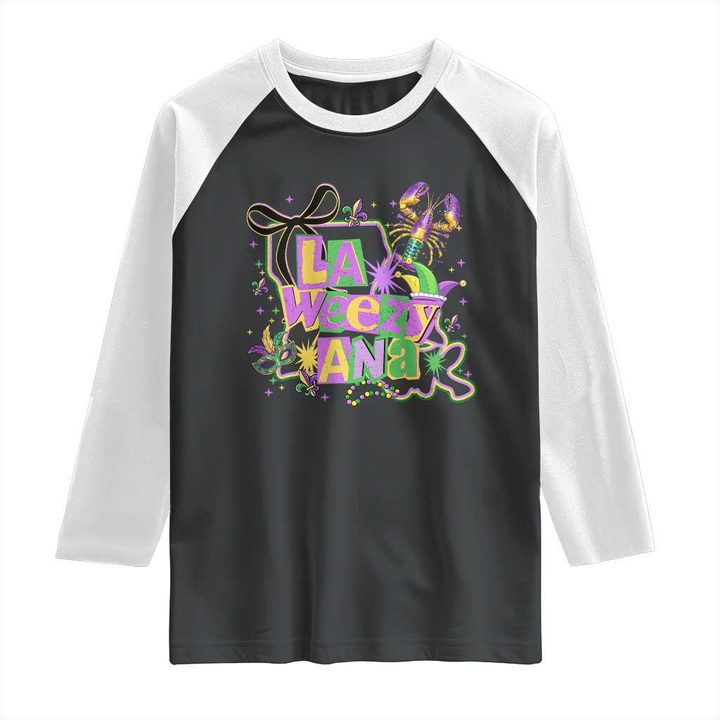 Funny Mardi Gras La Weezy Ana Raglan Shirt New Orleans Festival Louisiana Map TS11 Black White Print Your Wear