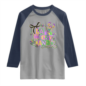 Funny Mardi Gras La Weezy Ana Raglan Shirt New Orleans Festival Louisiana Map TS11 Sport Gray Navy Print Your Wear