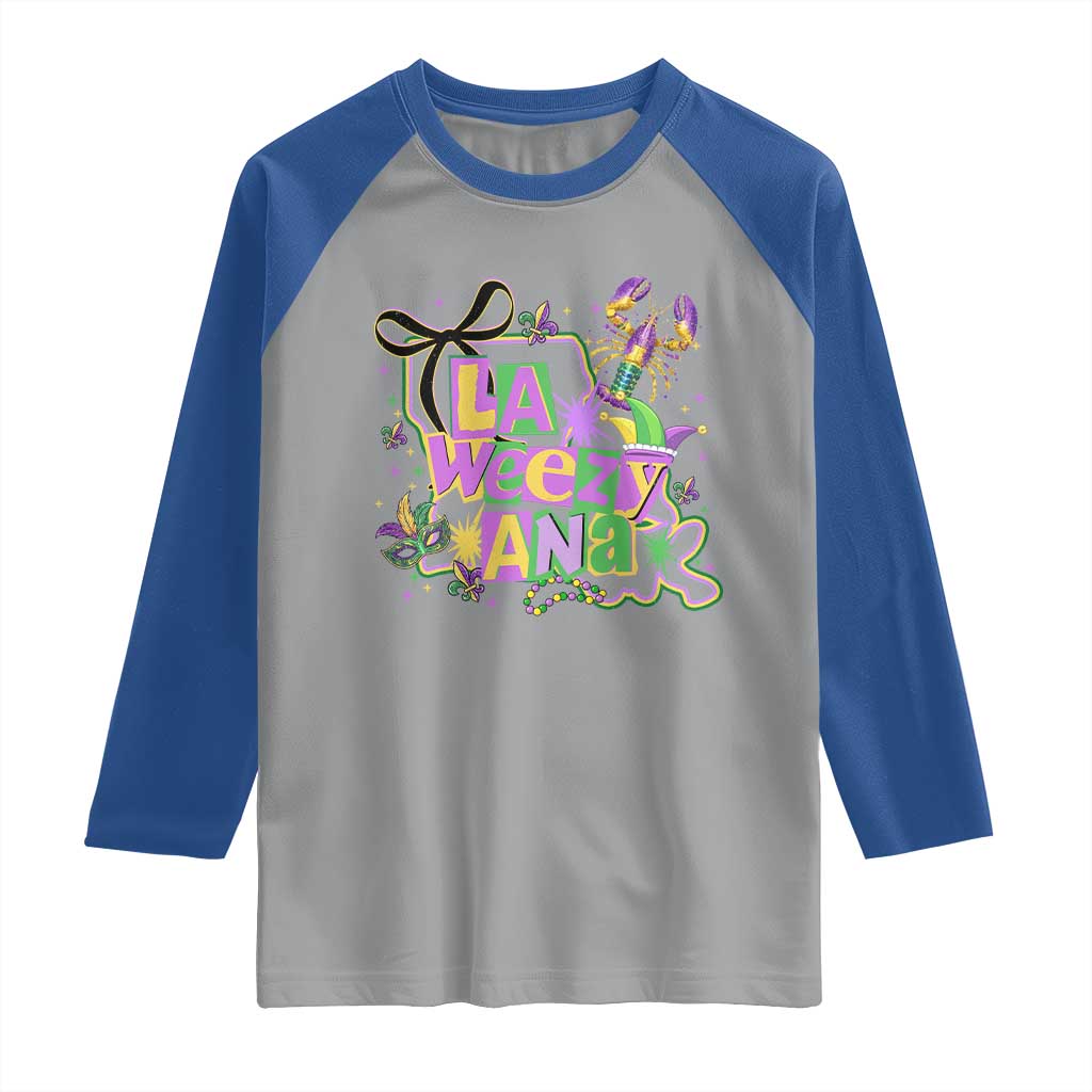 Funny Mardi Gras La Weezy Ana Raglan Shirt New Orleans Festival Louisiana Map TS11 Sport Gray Royal Print Your Wear