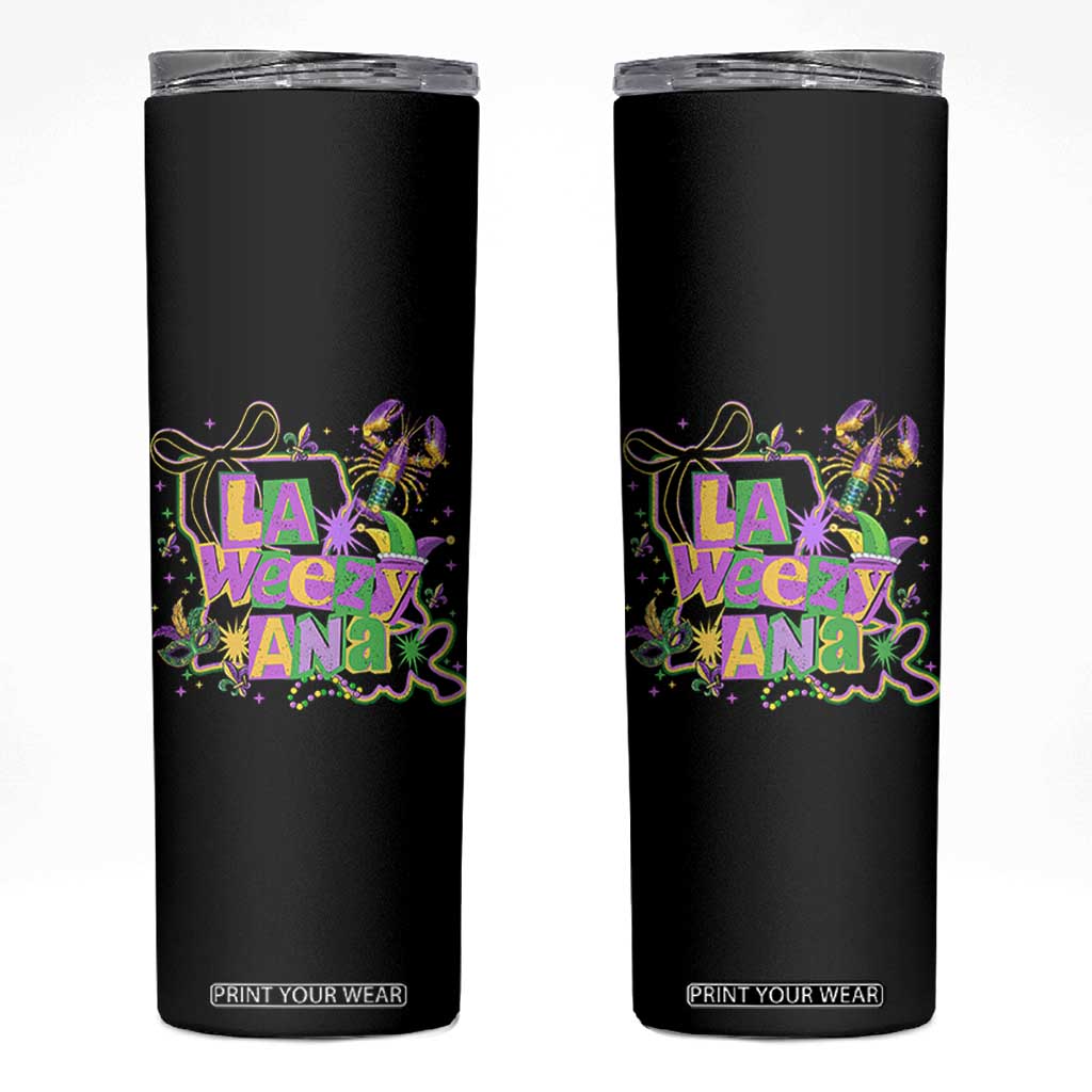 Funny Mardi Gras La Weezy Ana Skinny Tumbler New Orleans Festival Louisiana Map TS11 Black Print Your Wear