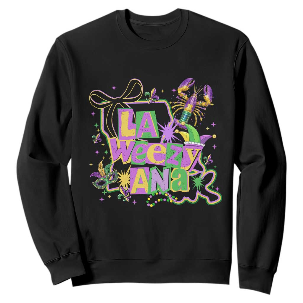 Funny Mardi Gras La Weezy Ana Sweatshirt New Orleans Festival Louisiana Map TS11 Black Print Your Wear
