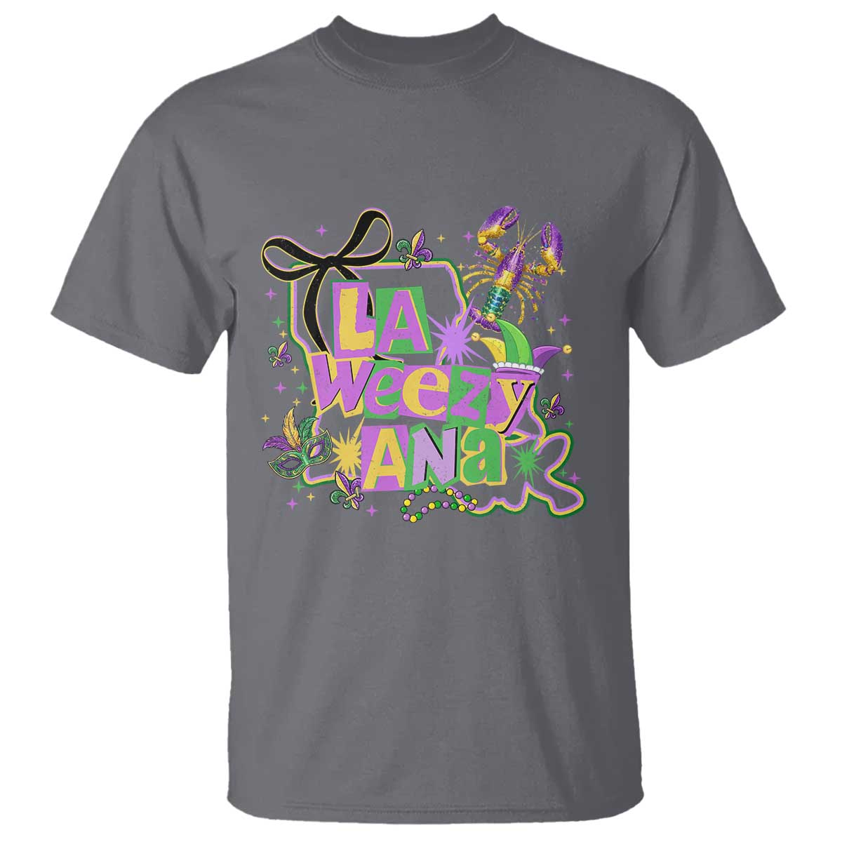 Funny Mardi Gras La Weezy Ana T Shirt New Orleans Festival Louisiana Map TS11 Charcoal Print Your Wear