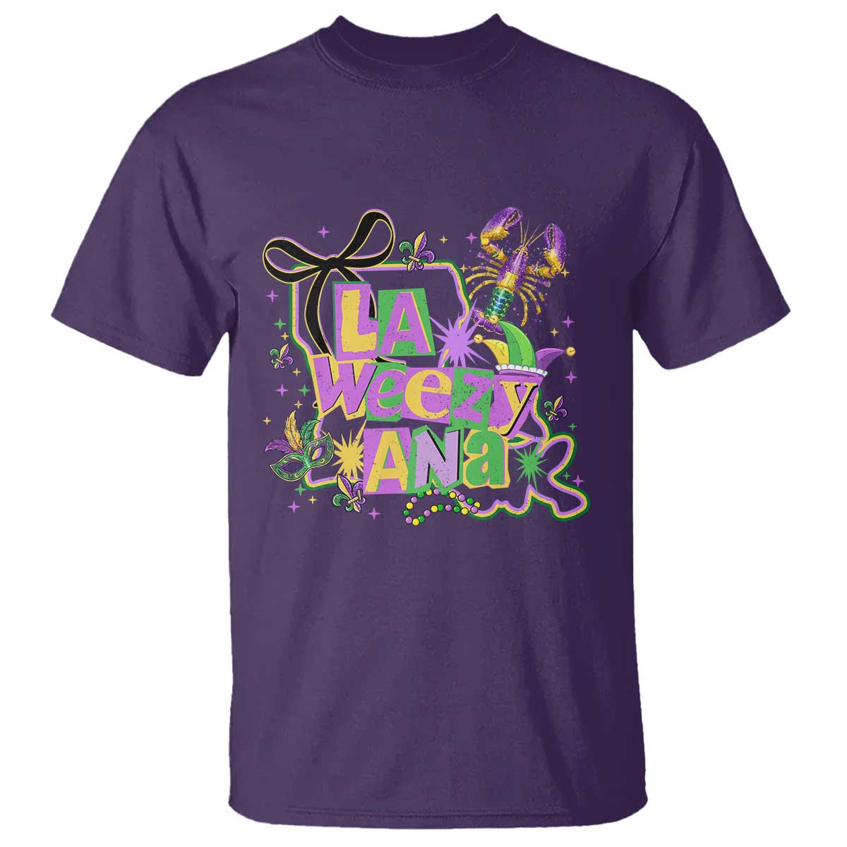 Funny Mardi Gras La Weezy Ana T Shirt New Orleans Festival Louisiana Map TS11 Purple Print Your Wear