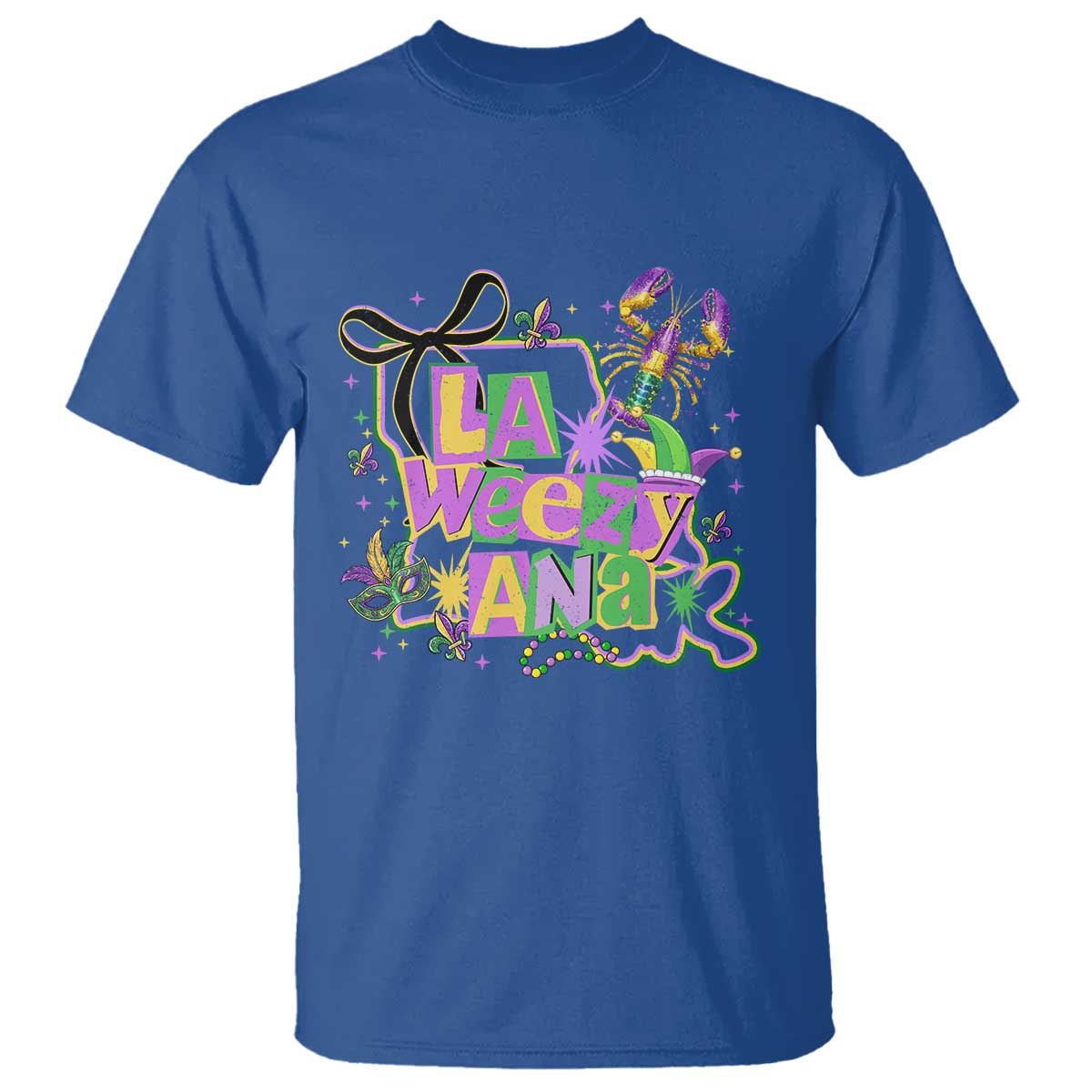 Funny Mardi Gras La Weezy Ana T Shirt New Orleans Festival Louisiana Map TS11 Royal Blue Print Your Wear