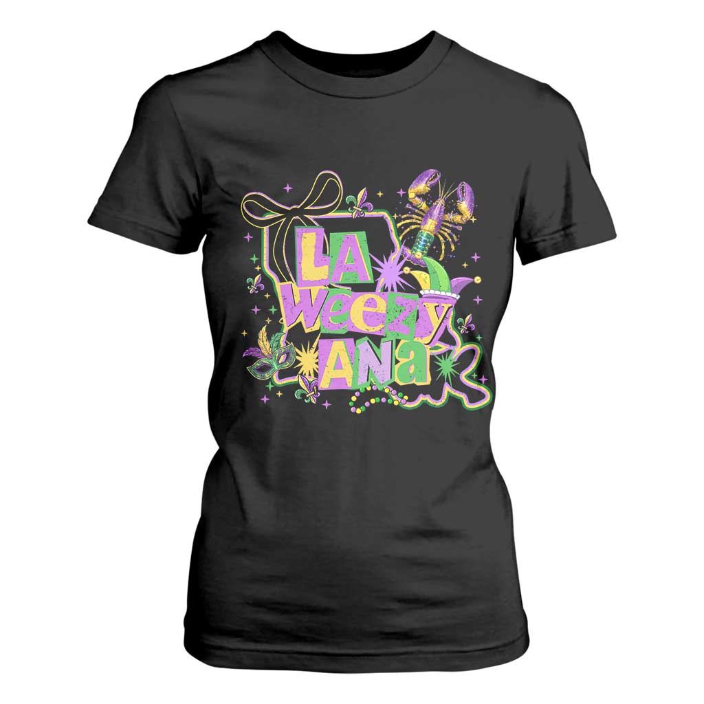 Funny Mardi Gras La Weezy Ana T Shirt For Women New Orleans Festival Louisiana Map TS11 Black Print Your Wear