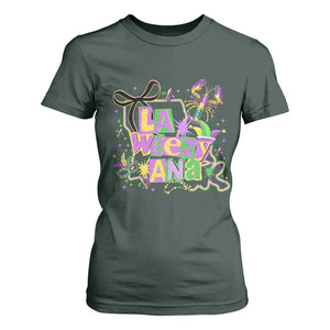 Funny Mardi Gras La Weezy Ana T Shirt For Women New Orleans Festival Louisiana Map TS11 Dark Forest Green Print Your Wear