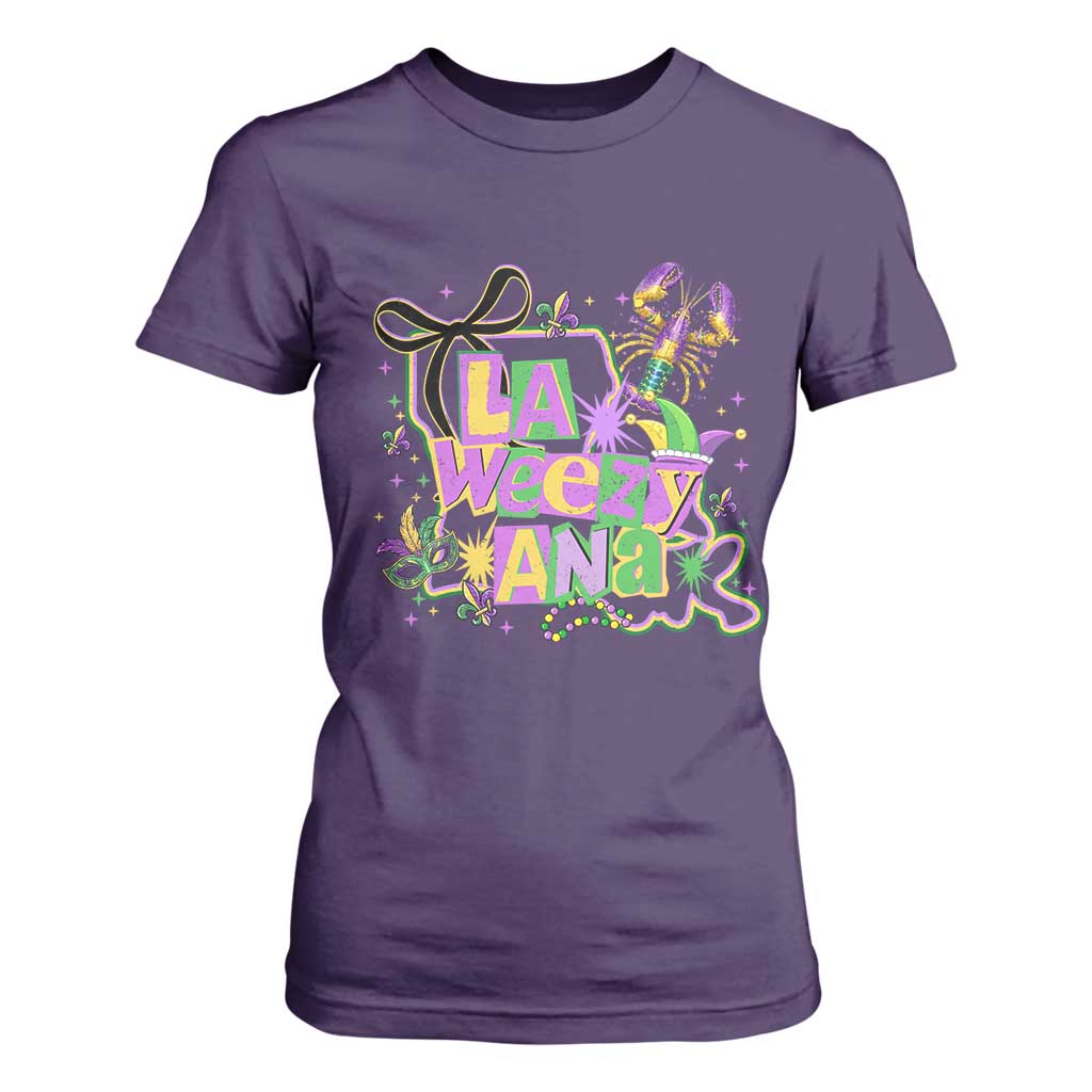 Funny Mardi Gras La Weezy Ana T Shirt For Women New Orleans Festival Louisiana Map TS11 Purple Print Your Wear