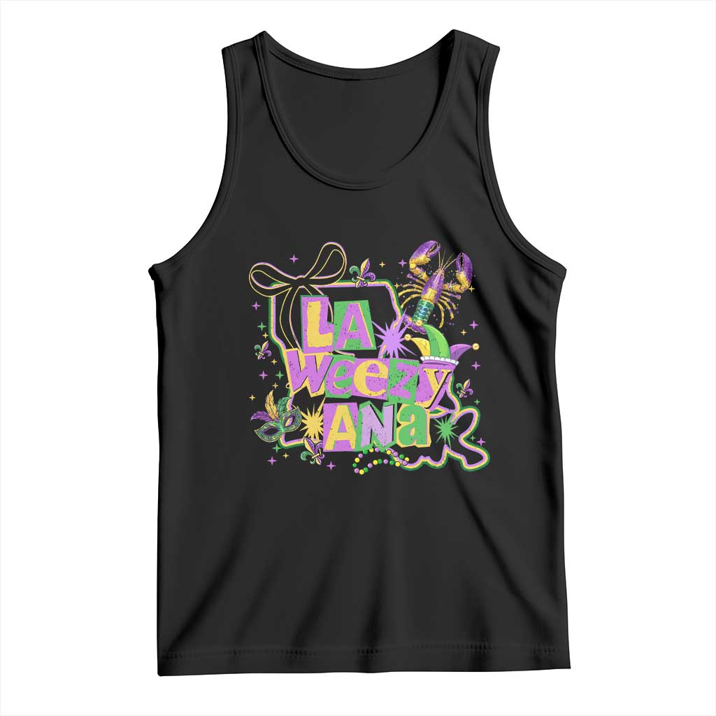 Funny Mardi Gras La Weezy Ana Tank Top New Orleans Festival Louisiana Map TS11 Black Print Your Wear