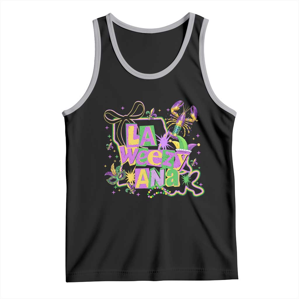 Funny Mardi Gras La Weezy Ana Tank Top New Orleans Festival Louisiana Map TS11 Black Athletic Heather Print Your Wear