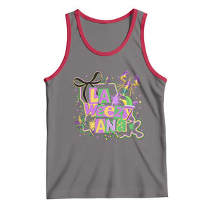 Funny Mardi Gras La Weezy Ana Tank Top New Orleans Festival Louisiana Map TS11 Deep Heather Red Print Your Wear