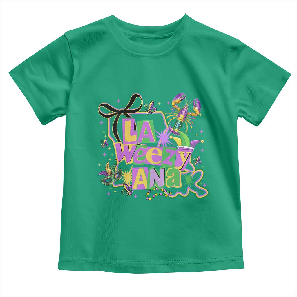 Funny Mardi Gras La Weezy Ana Toddler T Shirt New Orleans Festival Louisiana Map TS11 Irish Green Print Your Wear