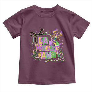 Funny Mardi Gras La Weezy Ana Toddler T Shirt New Orleans Festival Louisiana Map TS11 Maroon Print Your Wear