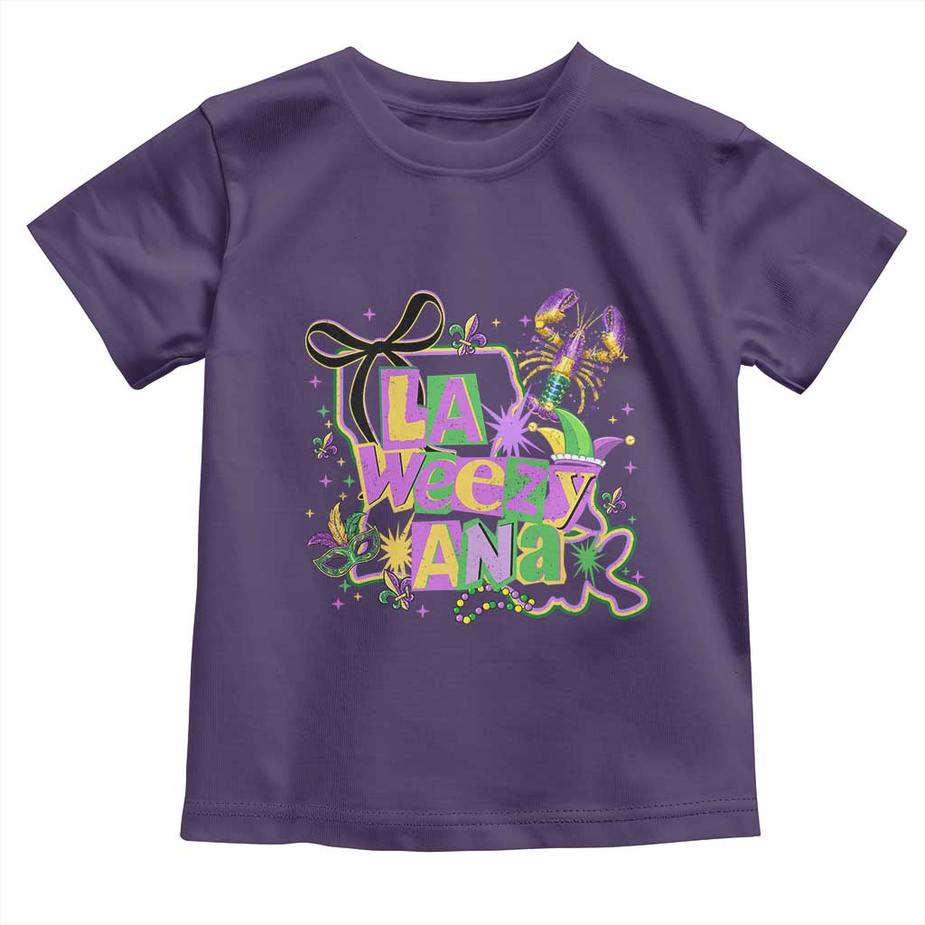 Funny Mardi Gras La Weezy Ana Toddler T Shirt New Orleans Festival Louisiana Map TS11 Purple Print Your Wear
