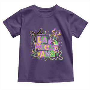 Funny Mardi Gras La Weezy Ana Toddler T Shirt New Orleans Festival Louisiana Map TS11 Purple Print Your Wear