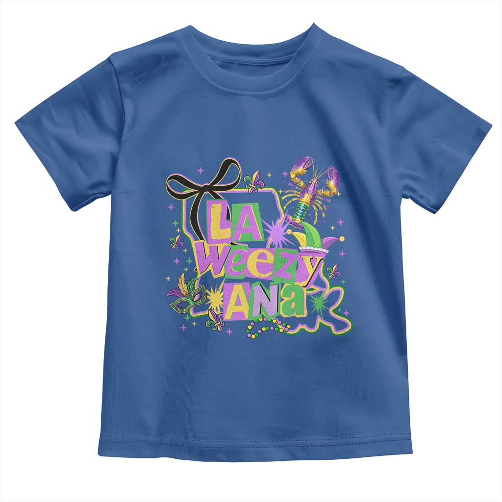 Funny Mardi Gras La Weezy Ana Toddler T Shirt New Orleans Festival Louisiana Map TS11 Royal Blue Print Your Wear