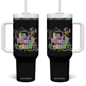 Funny Mardi Gras La Weezy Ana Tumbler With Handle New Orleans Festival Louisiana Map TS11 One Size: 40 oz Black Print Your Wear