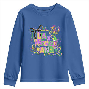 Funny Mardi Gras La Weezy Ana Youth Sweatshirt New Orleans Festival Louisiana Map TS11 Royal Blue Print Your Wear