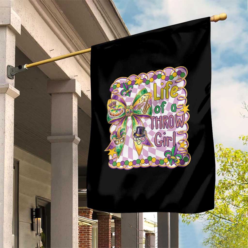 Funny Mardi Gras Throw Girl Life Garden Flag Coquette Bow Carnival TS11 Print Your Wear