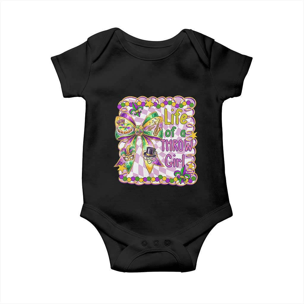 Funny Mardi Gras Throw Girl Life Baby Onesie Coquette Bow Carnival TS11 Black Print Your Wear