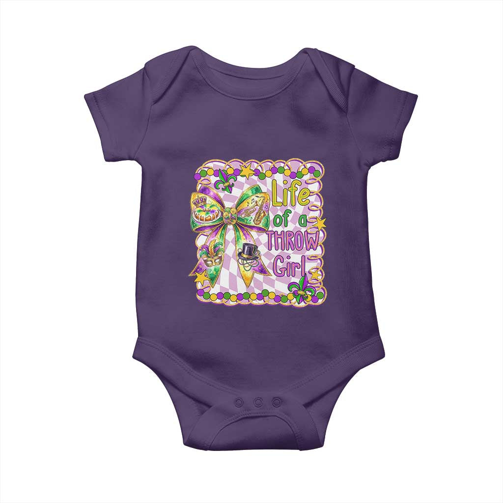 Funny Mardi Gras Throw Girl Life Baby Onesie Coquette Bow Carnival TS11 Purple Print Your Wear