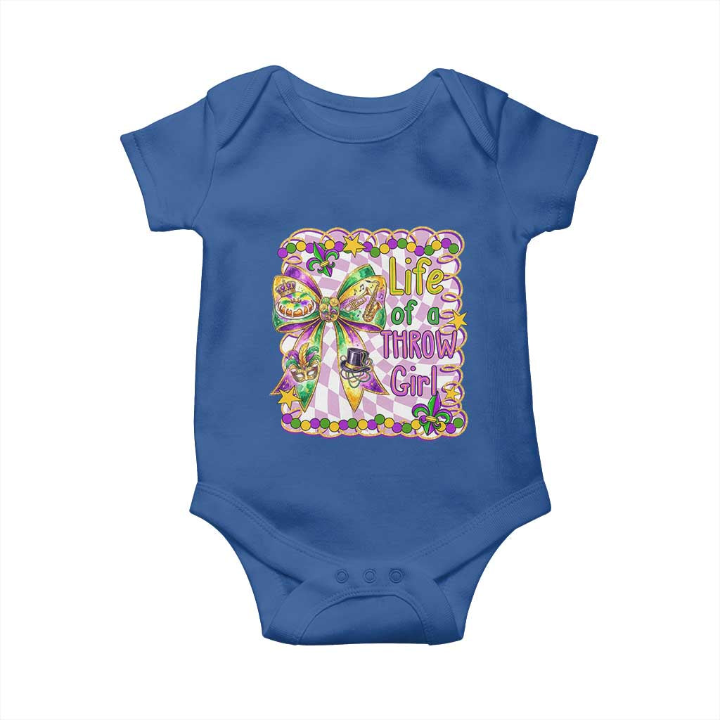 Funny Mardi Gras Throw Girl Life Baby Onesie Coquette Bow Carnival TS11 Royal Blue Print Your Wear
