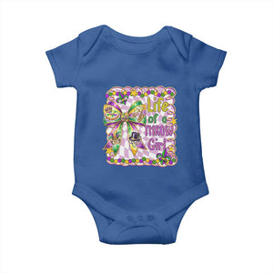 Funny Mardi Gras Throw Girl Life Baby Onesie Coquette Bow Carnival TS11 Royal Blue Print Your Wear