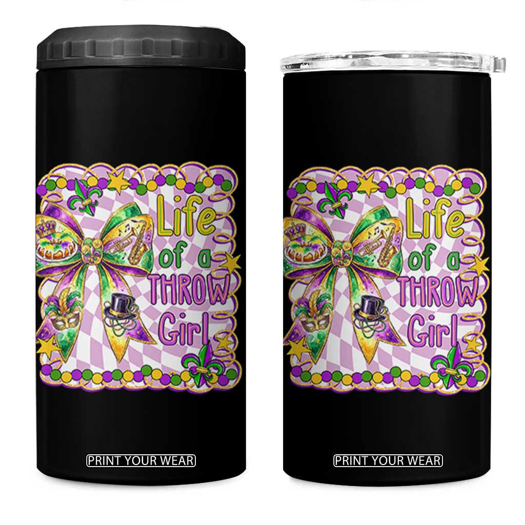 Funny Mardi Gras Throw Girl Life 4 in 1 Can Cooler Tumbler Coquette Bow Carnival TS11 One Size: 16 oz Black Print Your Wear