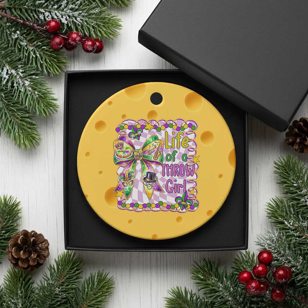 Funny Mardi Gras Throw Girl Life Ceramic Ornament Coquette Bow Carnival TS11 1pc Yellow Cheese Print Your Wear