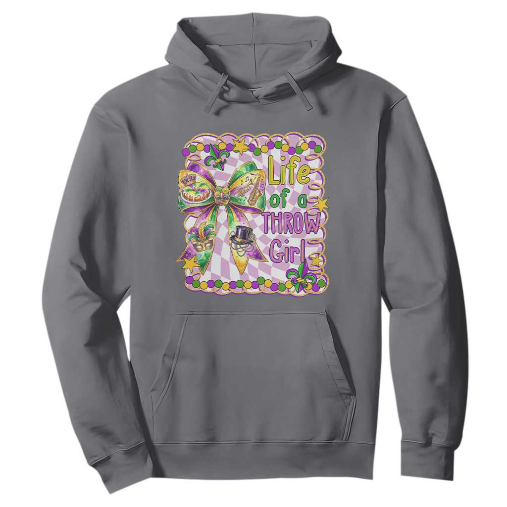 Funny Mardi Gras Throw Girl Life Hoodie Coquette Bow Carnival TS11 Charcoal Print Your Wear