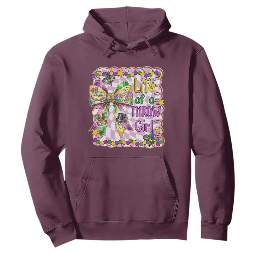 Funny Mardi Gras Throw Girl Life Hoodie Coquette Bow Carnival TS11 Maroon Print Your Wear
