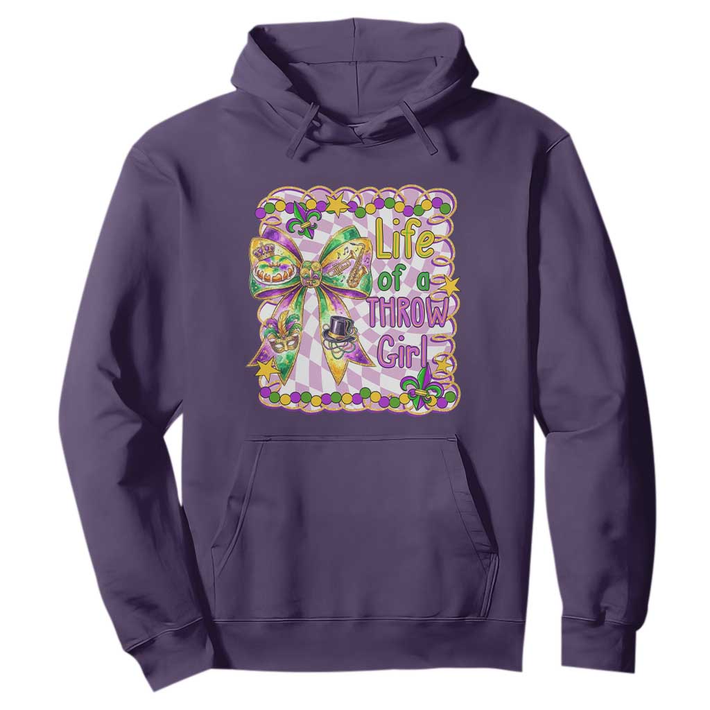 Funny Mardi Gras Throw Girl Life Hoodie Coquette Bow Carnival TS11 Purple Print Your Wear