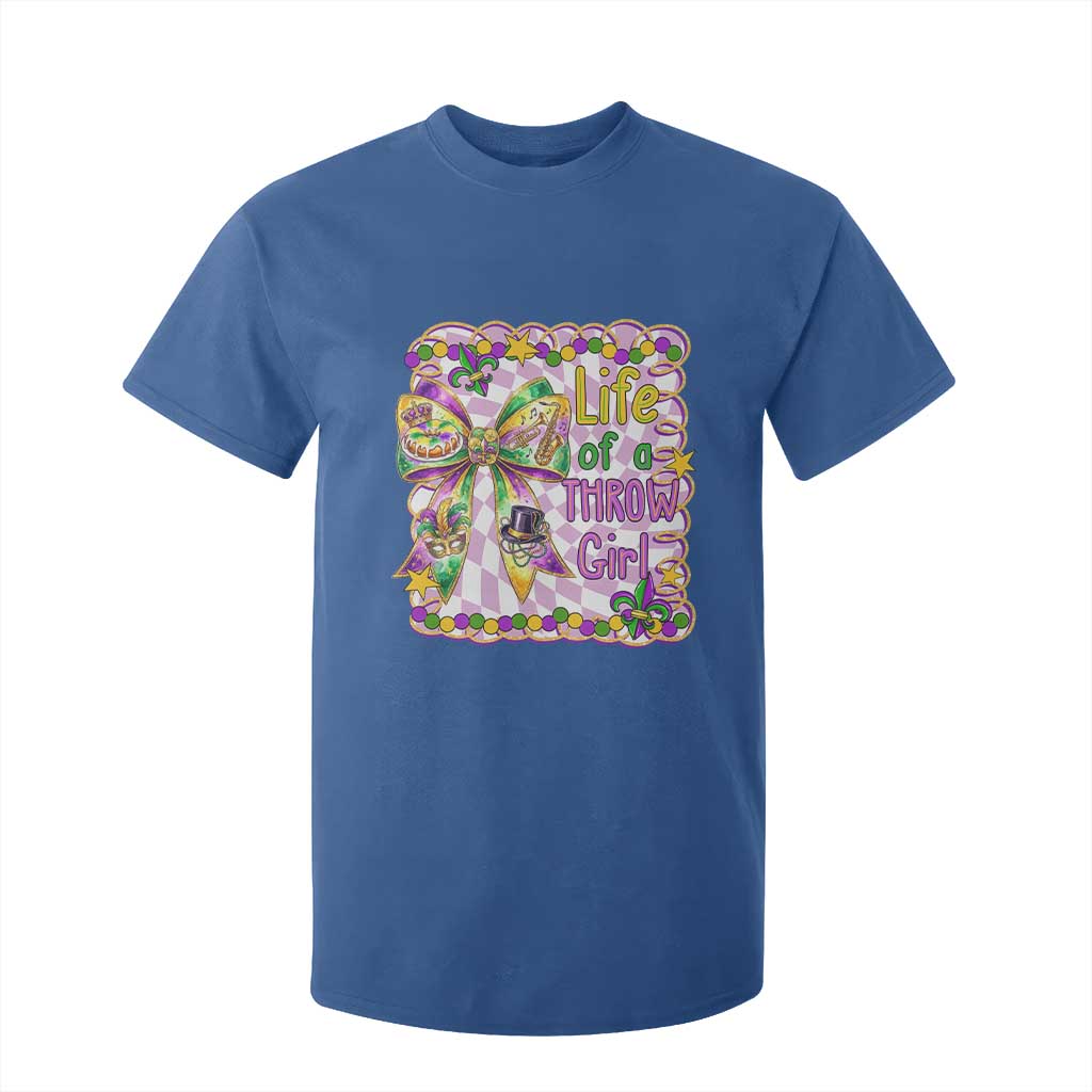 Funny Mardi Gras Throw Girl Life T Shirt For Kid Coquette Bow Carnival TS11 Royal Blue Print Your Wear