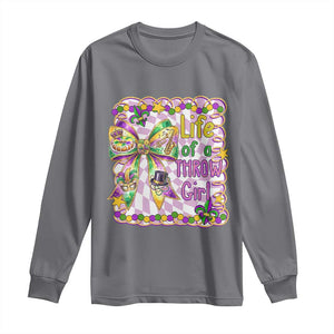 Funny Mardi Gras Throw Girl Life Long Sleeve Shirt Coquette Bow Carnival TS11 Charcoal Print Your Wear