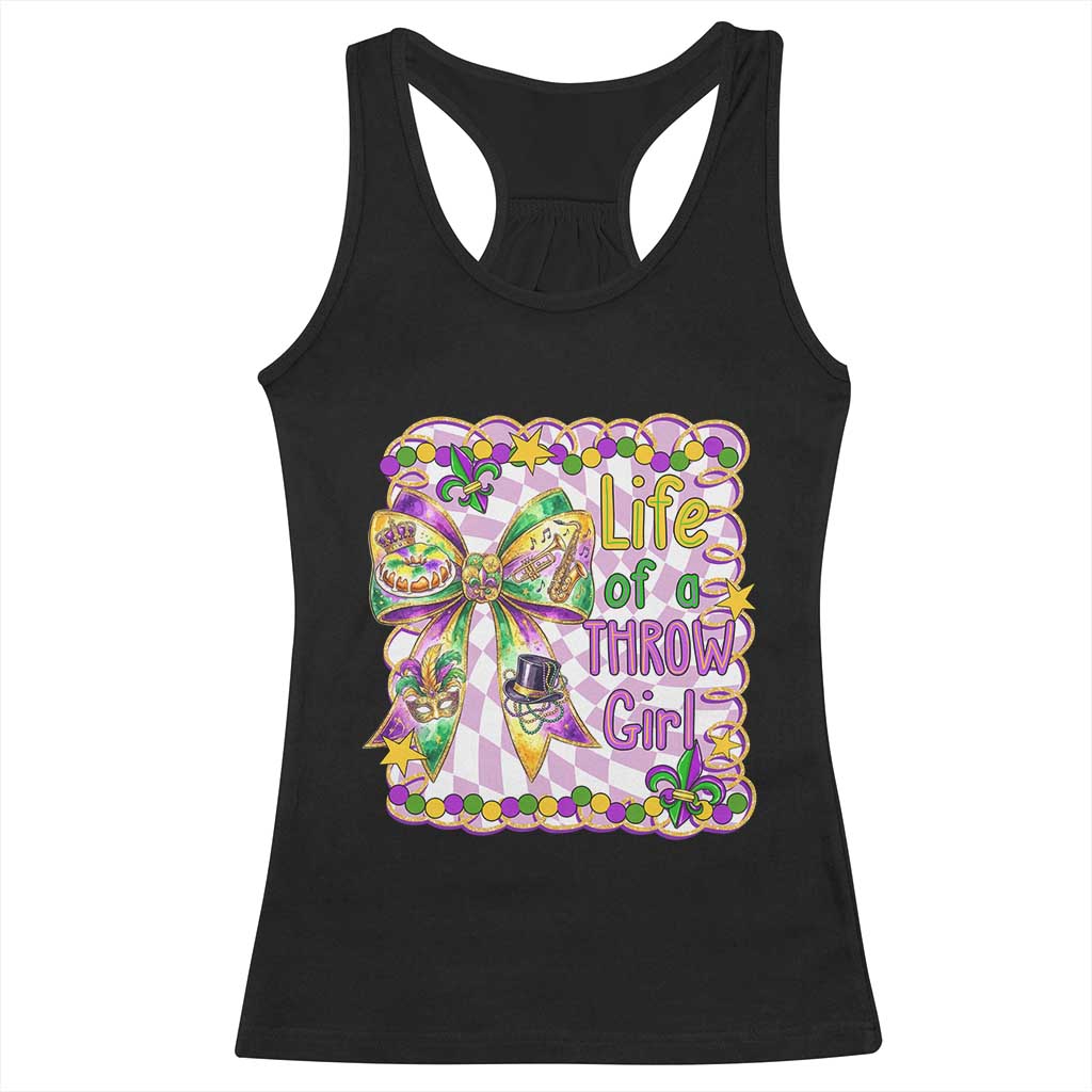 Funny Mardi Gras Throw Girl Life Racerback Tank Top Coquette Bow Carnival TS11 Black Print Your Wear