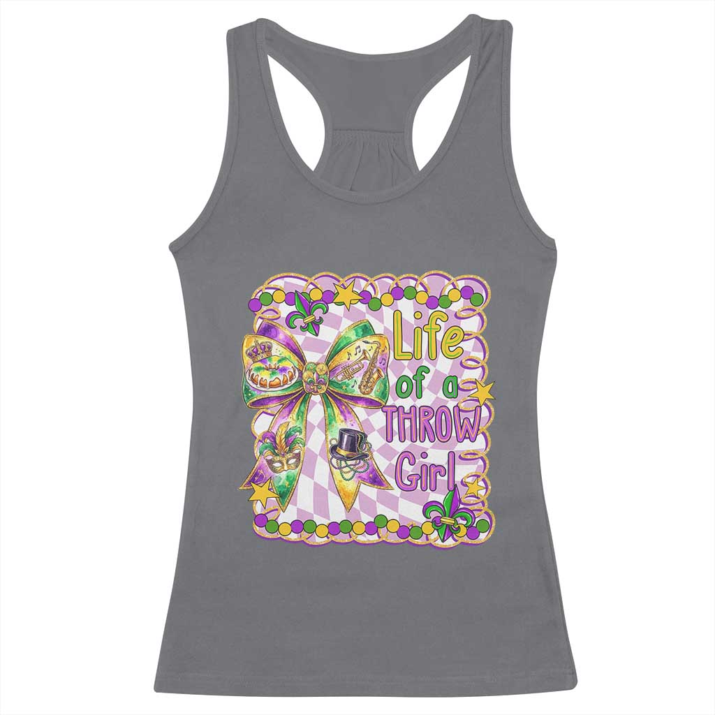 Funny Mardi Gras Throw Girl Life Racerback Tank Top Coquette Bow Carnival TS11 Charcoal Print Your Wear