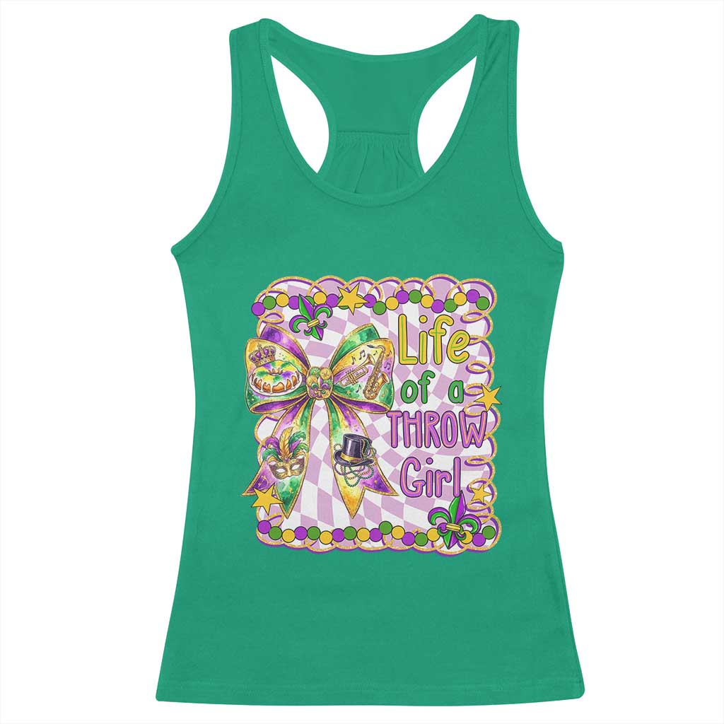 Funny Mardi Gras Throw Girl Life Racerback Tank Top Coquette Bow Carnival TS11 Irish Green Print Your Wear