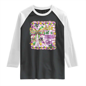 Funny Mardi Gras Throw Girl Life Raglan Shirt Coquette Bow Carnival TS11 Black White Print Your Wear