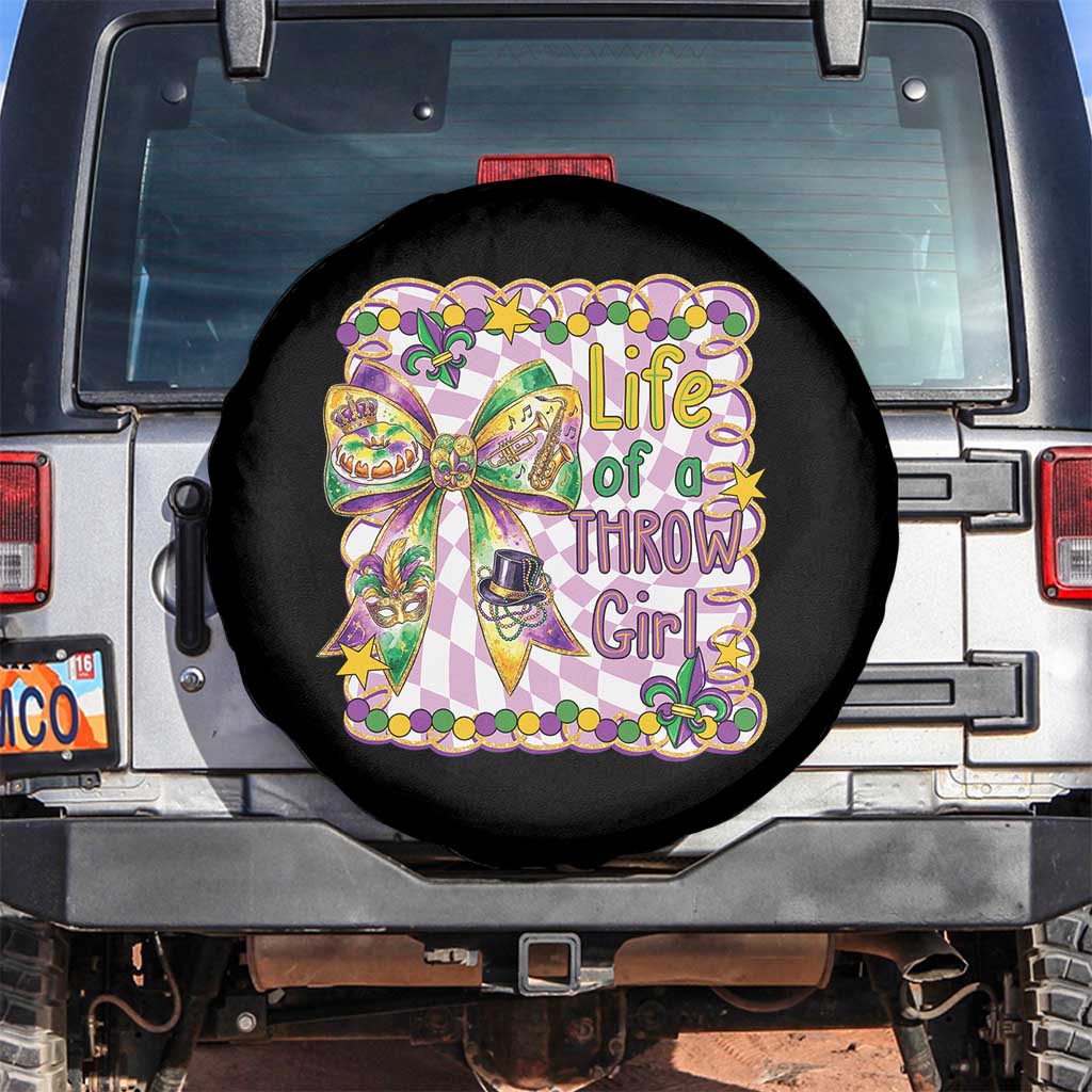 Funny Mardi Gras Throw Girl Life Spare Tire Cover Coquette Bow Carnival TS11 No hole Black Print Your Wear