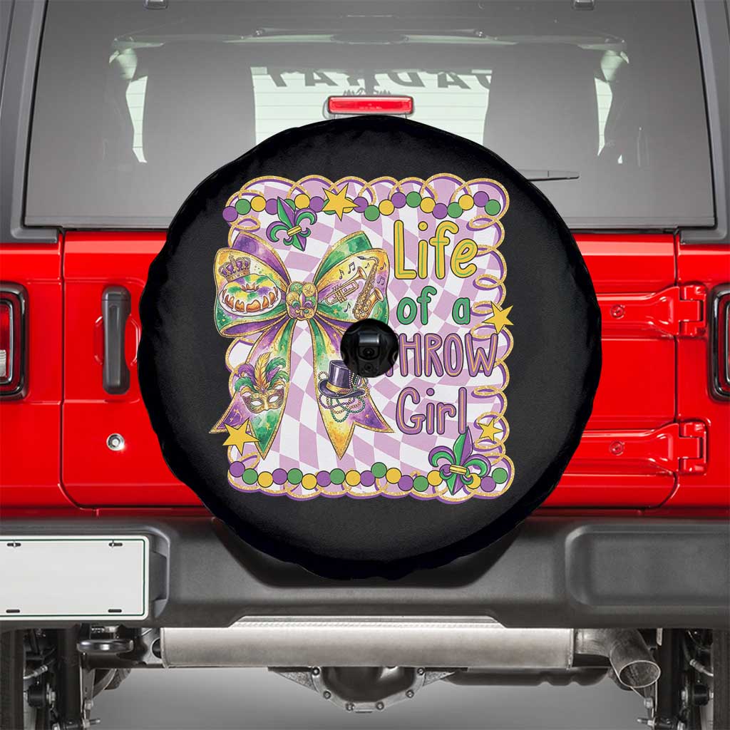 Funny Mardi Gras Throw Girl Life Spare Tire Cover Coquette Bow Carnival TS11 Black Print Your Wear
