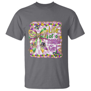 Funny Mardi Gras Throw Girl Life T Shirt Coquette Bow Carnival TS11 Charcoal Print Your Wear