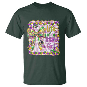 Funny Mardi Gras Throw Girl Life T Shirt Coquette Bow Carnival TS11 Dark Forest Green Print Your Wear