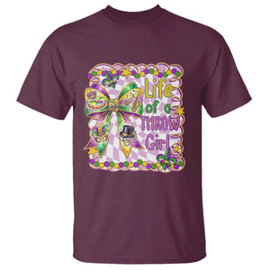 Funny Mardi Gras Throw Girl Life T Shirt Coquette Bow Carnival TS11 Maroon Print Your Wear