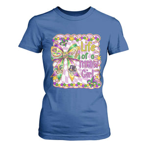 Funny Mardi Gras Throw Girl Life T Shirt For Women Coquette Bow Carnival TS11 Royal Blue Print Your Wear