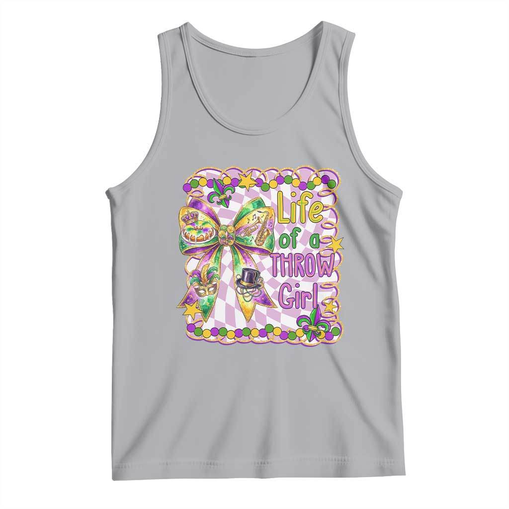 Funny Mardi Gras Throw Girl Life Tank Top Coquette Bow Carnival TS11 Athletic Heather Print Your Wear